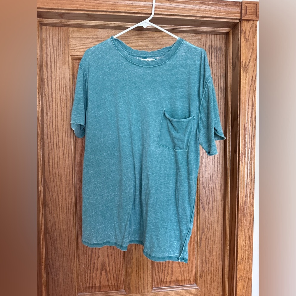 Free People Fade into You tee, size L, emerald green color, worn once, no flaws